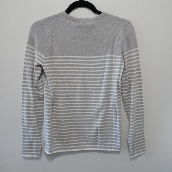 Burgess Cashmere Blend Striped Long Sleeve  Gray Sweater Size Small - Picture 8 of 9